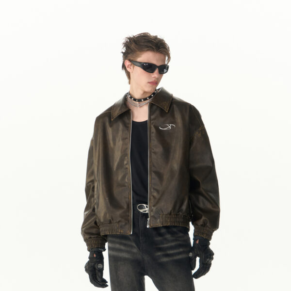 IMXS Mirad rubbed color jacket PU leather American retro motorcycle lapel spring jacket