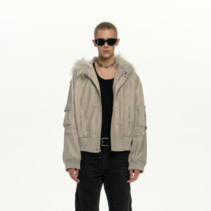 IMXS Big Fur Collar Parka PU Leather Jacket Couple Short Cotton Coats Trendy Brand