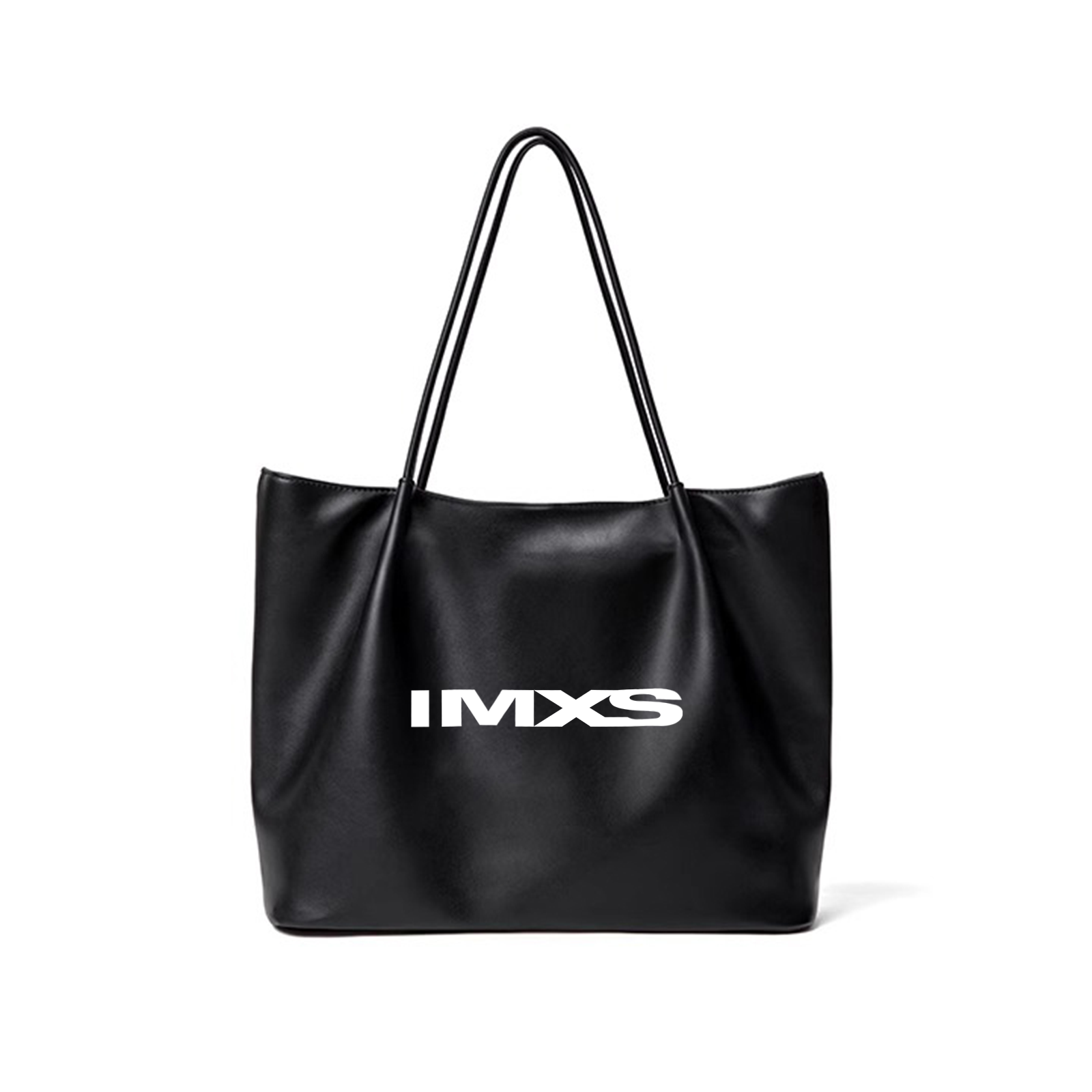 IMXS 2024 New Soft Leather Large Capacity Single Shoulder Bag Casual Simple Tote Bag Black Pleats