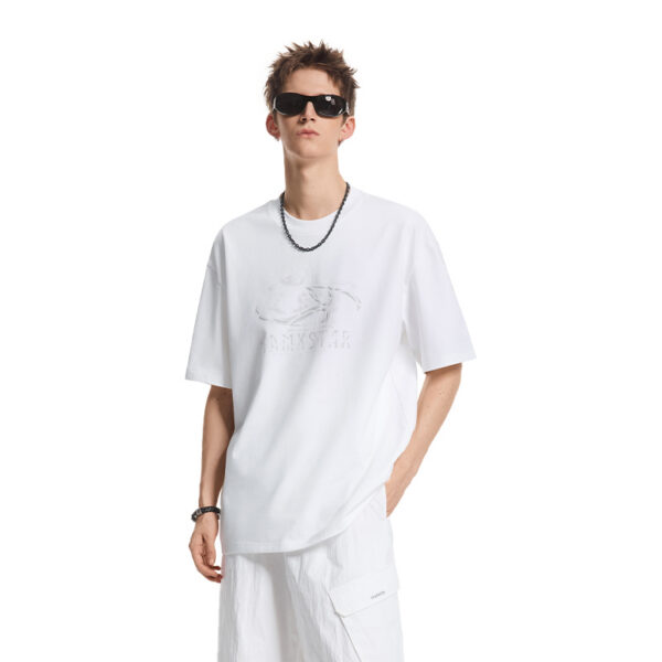 IMXS three-dimensional printed logo cracked pattern boyfriend style oversized loose T-shirt short-sleeved top, Spring/Summer 2026
