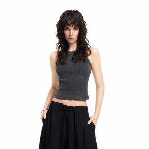 【Similar to Shen Mengyao's style】IMXS short sleeve garment with faded water washing process, featuring stretch and shaping properties, paired with a sleeveless round-necked undershirt