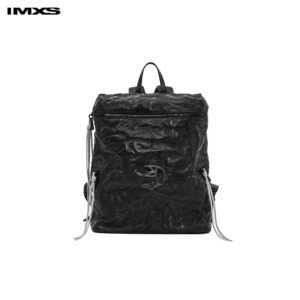 IMXS Double Shoulder Bag, Creased Sheepskin Soft Leather Laptop Bag for Commuting, Casual, and Travel