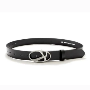 IMXS Original 3D Alloy Logo Premium Belt with Unique Design and Silver-Printed Leather Strap